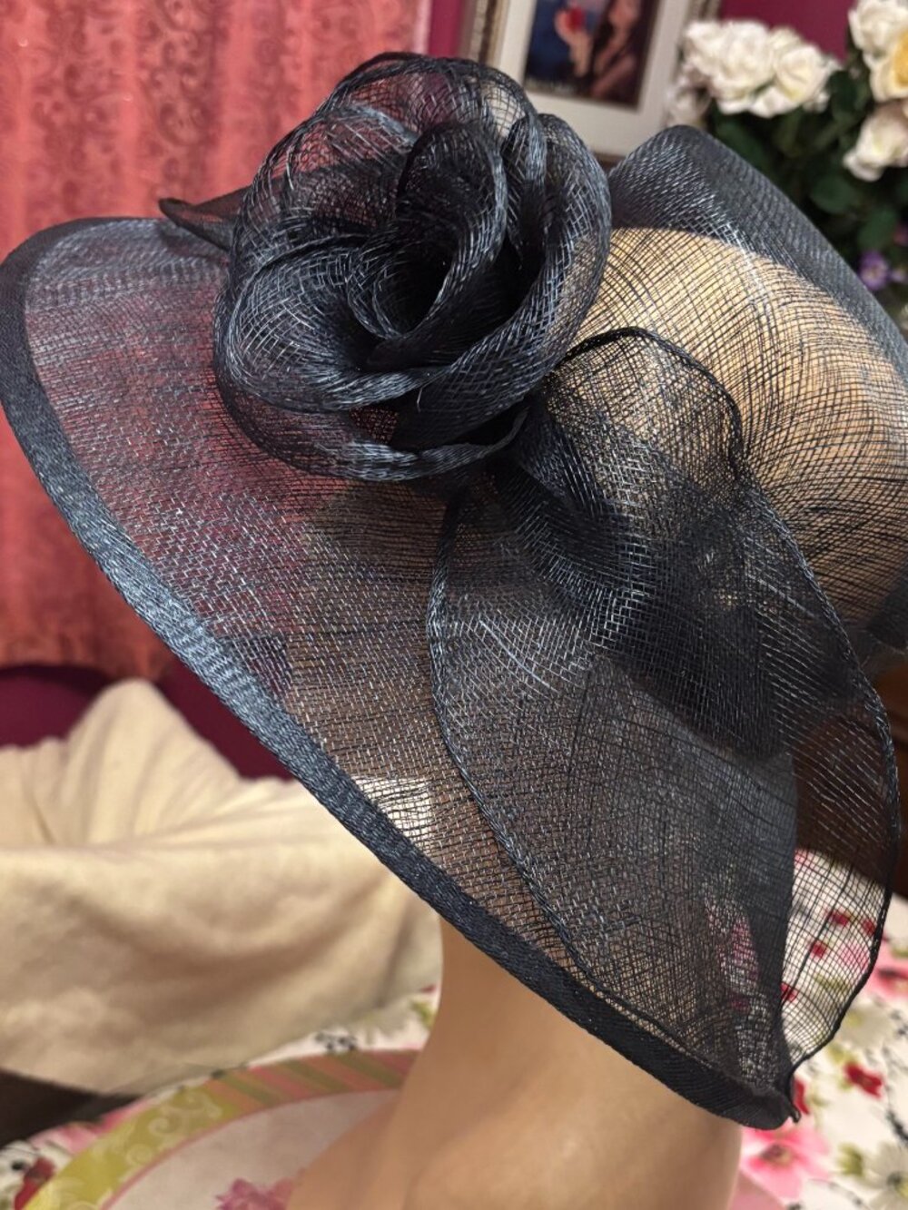 Midnight Blue Vintage Sinamay Hat